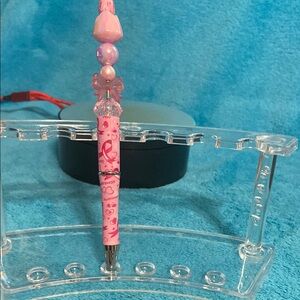 Pink Beaded Pen with Heart Designs